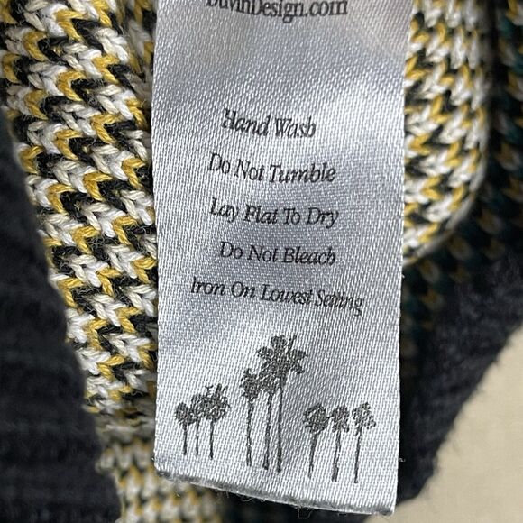 Duvin Sweater Mens L Black Beach Club Knit Pullover Two Sided‎ Graphic Design - Picture 10 of 14